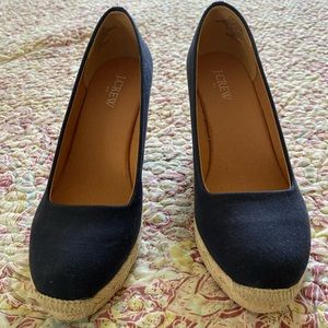 JCrew ~ Navy Canvas Espadrille Wedges